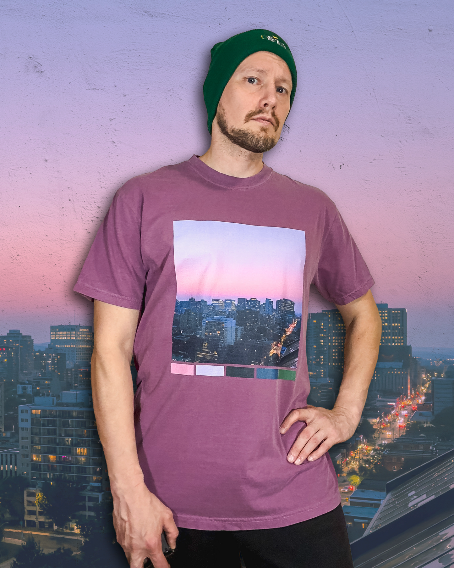 Size L | Downtown Ottawa Sunset Skyline View Unisex Heavyweight T-Shirt – Palette Edition