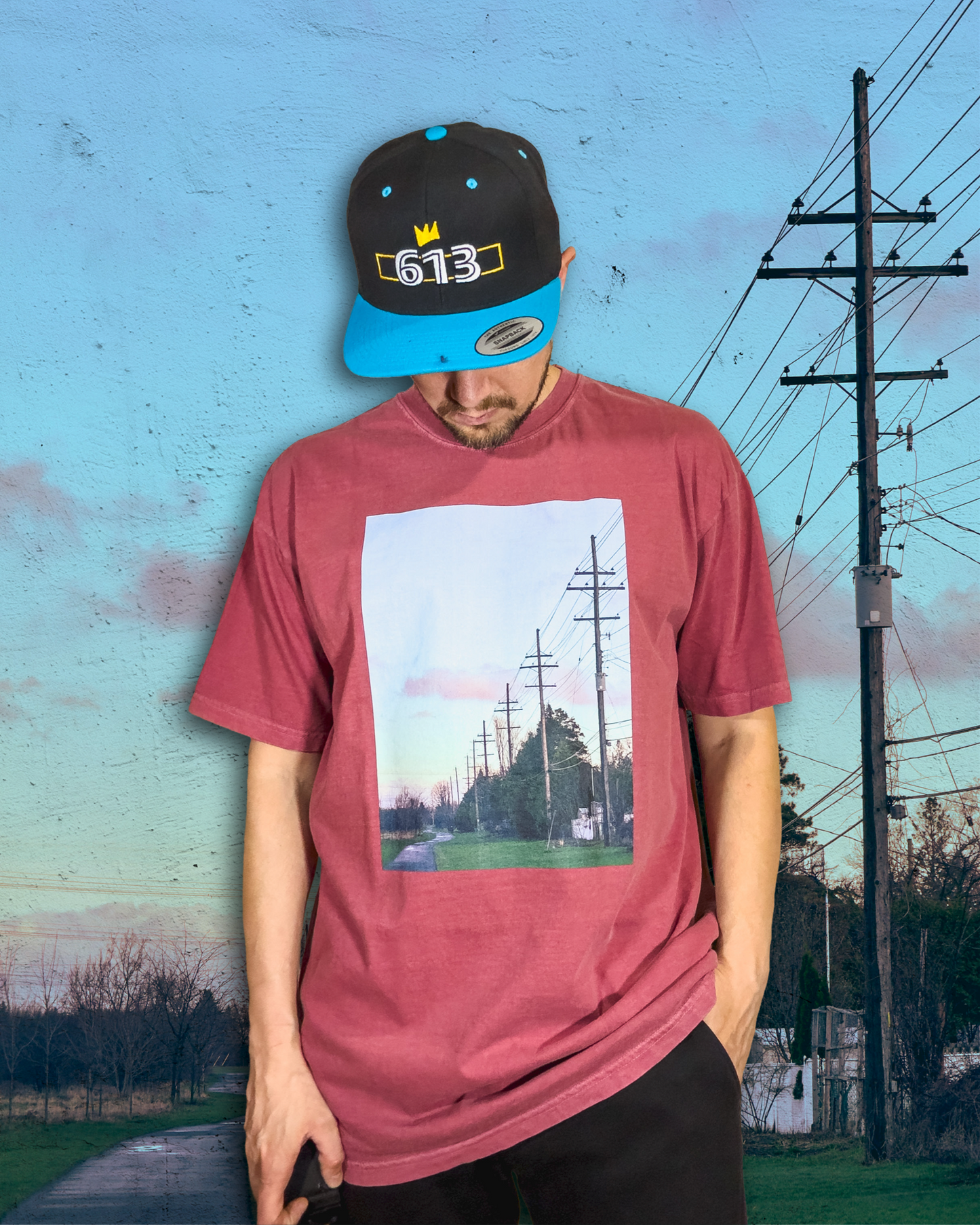 Size XL | Pastel Skies and Power Lines Unisex T-shirt
