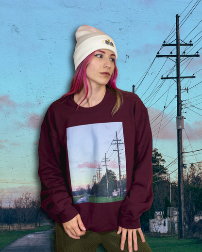 Size M | Pastel Skies and Power Lines Unisex Sweatshirt