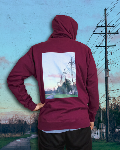 Size L | Pastel Skies and Power Lines Unisex Hoodie
