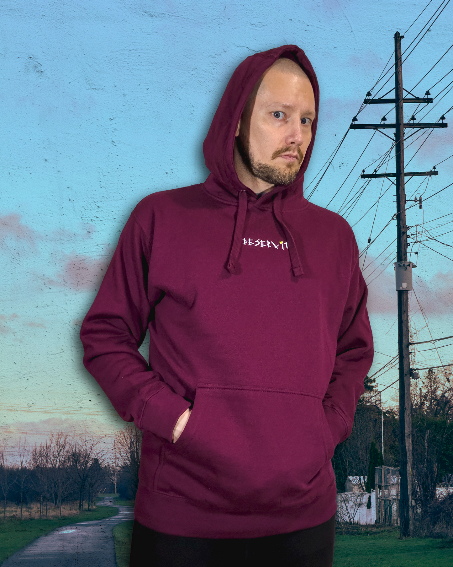 Size L | Pastel Skies and Power Lines Unisex Hoodie